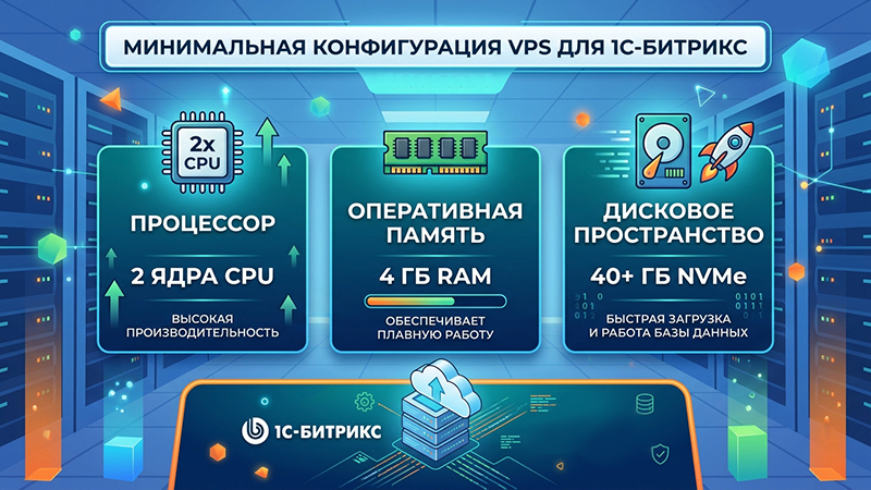 Рекомендуемая минимальная конфигурация VPS / VDS для старта проекта на 1С Битрикс