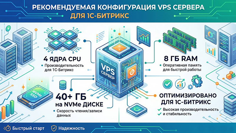 Оптимальная конфигурация VPS / VDS сервера для сайта на 1С Битрикс с хорошей посещаемостью