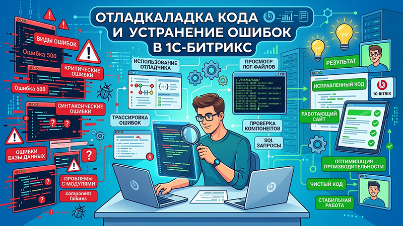 Отладка кода при возникновении ошибок в 1С Битрикс